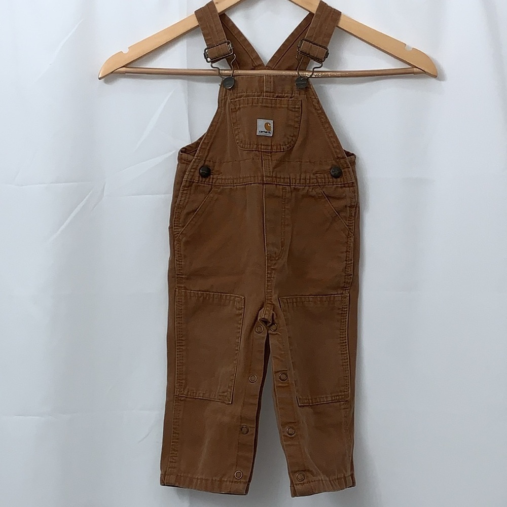 Boys Carhartt Brown Overalls Size 12M GUC - Picture 2 of 8